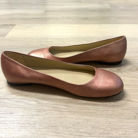 Garnet Hill Shoes Ballet Flats Pink Rose Metallic Leather Sz 8 Made In Italy - Picture 7 of 12